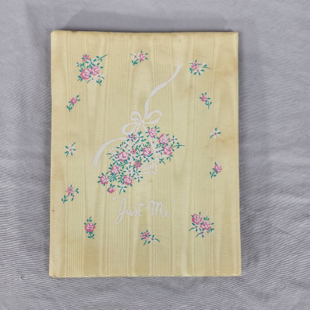 Vintage Just Me Satin Baby Book 1950s Unused Memories Scrapbook Yellow Floral